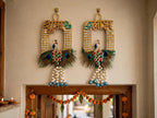 Royal Peacock Shubh Labh Door Decor - Handmade Wall Hanging for Main Door, Temple & Festive Entrance - Pack of 2