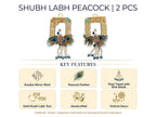 Royal Peacock Shubh Labh Door Decor - Handmade Wall Hanging for Main Door, Temple & Festive Entrance - Pack of 2