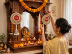 Riddhi Siddhi Door Hanging with Moti & Kaudi Tassels - Traditional Wall Decor for Home Temple & Main Entrance - Pack of 2