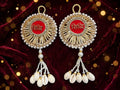 Riddhi Siddhi Door Hanging with Moti & Kaudi Tassels - Traditional Wall Decor for Home Temple & Main Entrance - Pack of 2