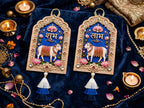 Pichwai Shubh Labh Hanging - Set of 2 Handmade Cow & Lotus Wall Decor for Diwali & Housewarming