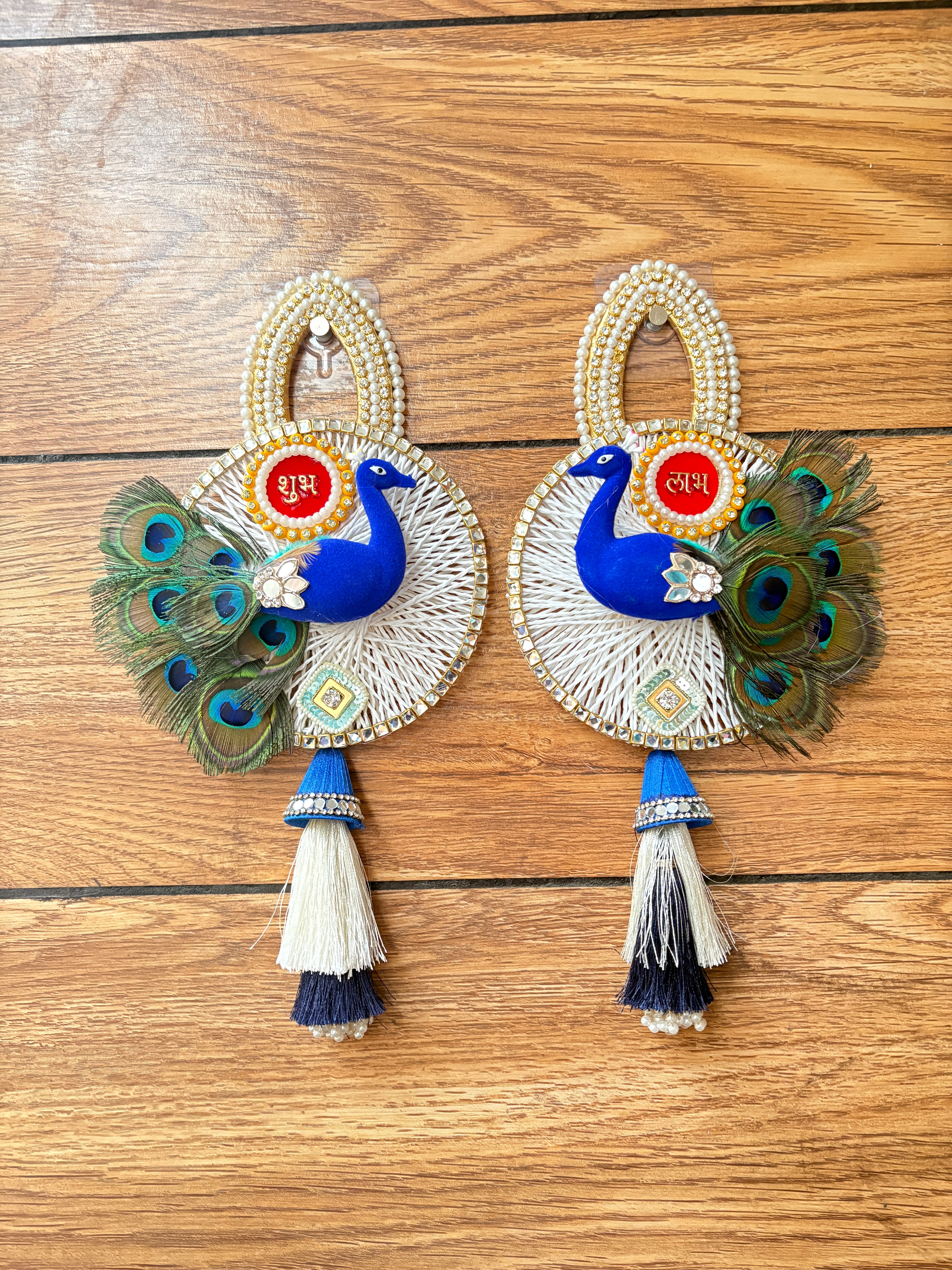 Shubh Labh Door Hanging Latkan Peacock Idol (Set of 2)