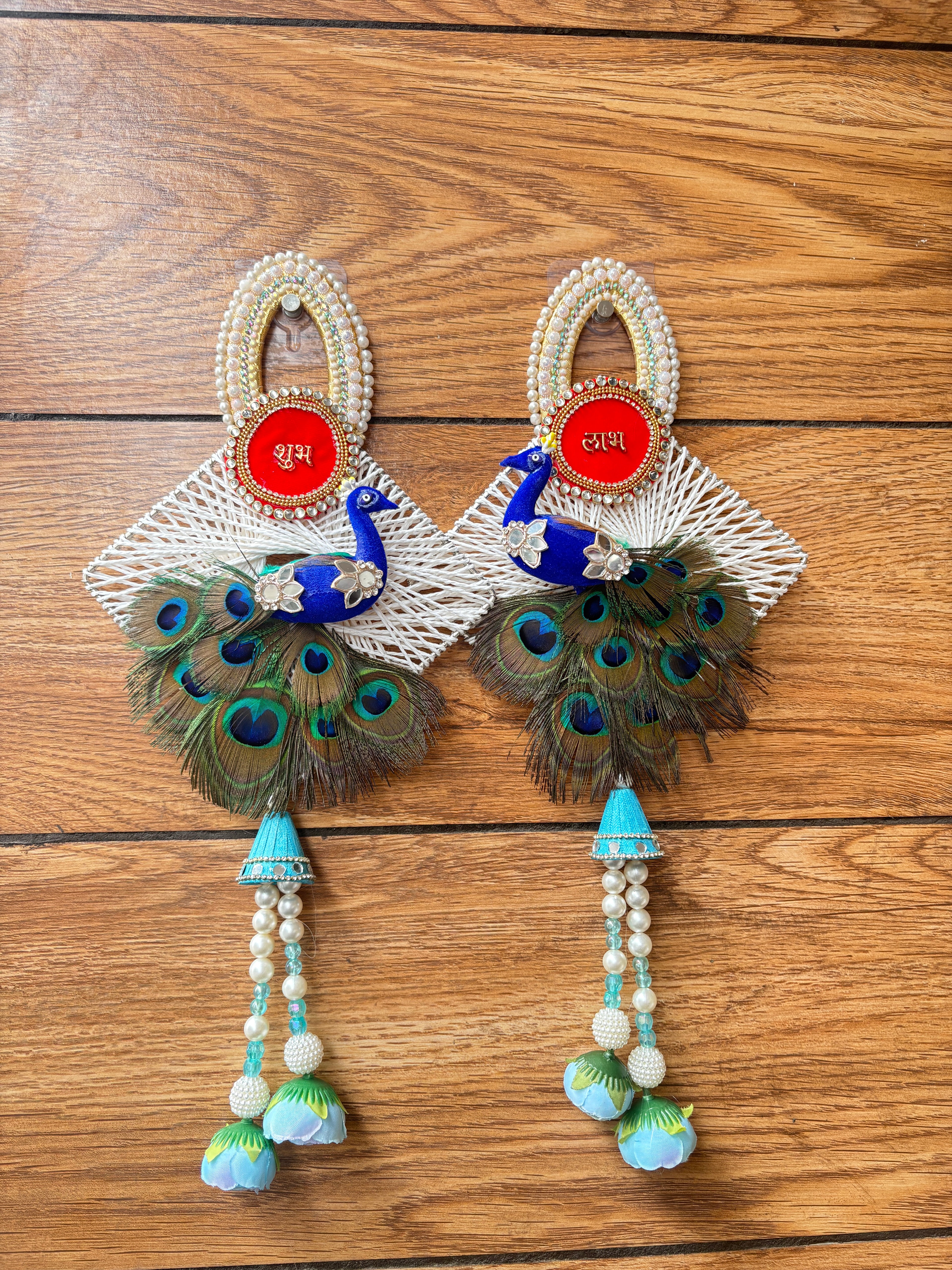 Peacock Shubh Labh Wall Hanging Pair Latkan (Set of 2)