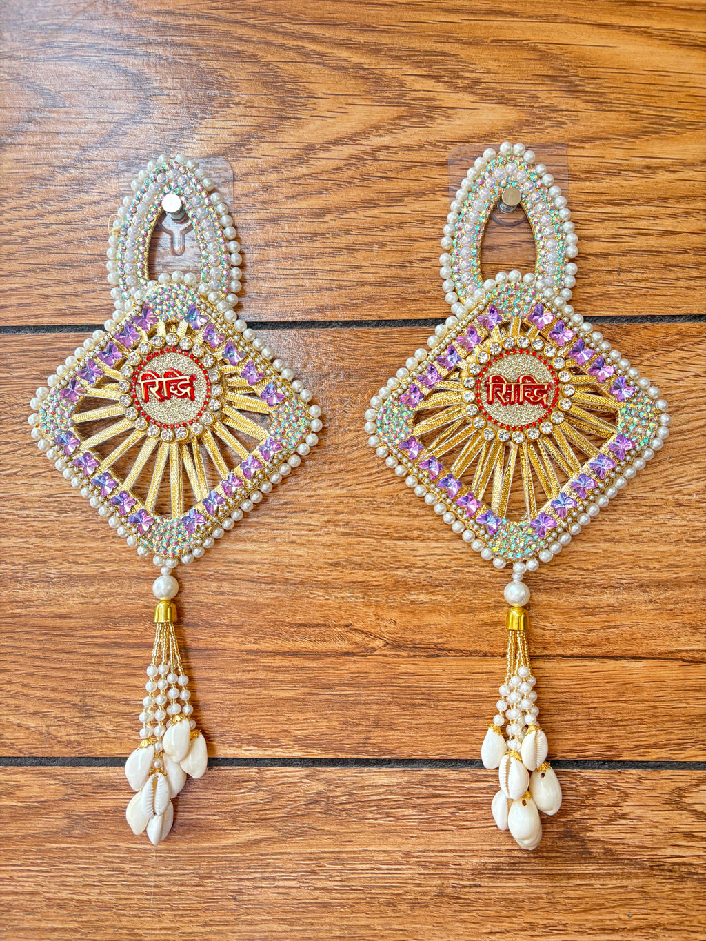 Riddhi Siddhi Handcrafted Crystal Beaded Wall Hanging (Set of 2)