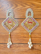 Riddhi Siddhi Handcrafted Crystal Beaded Wall Hanging (Set of 2)