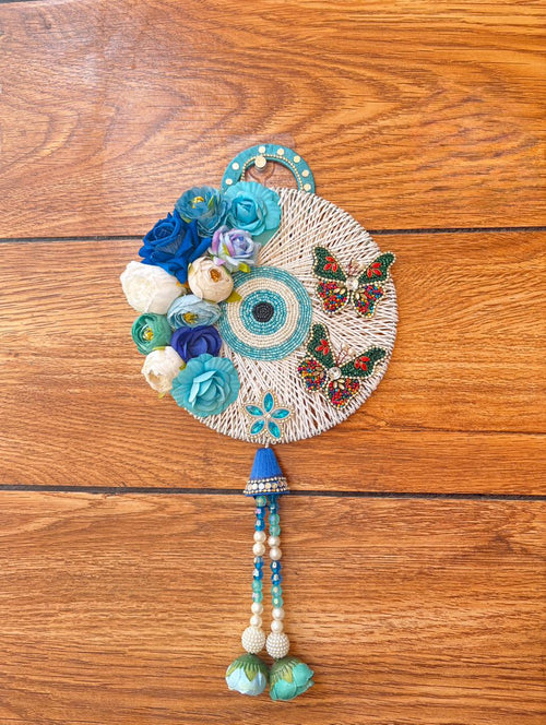 Evil Eye Door Hanging Flowers Butterflies Design