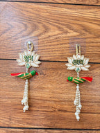 Handmade Shubh Labh Door Hanging | Lotus Design with Parrot (Set of 2)