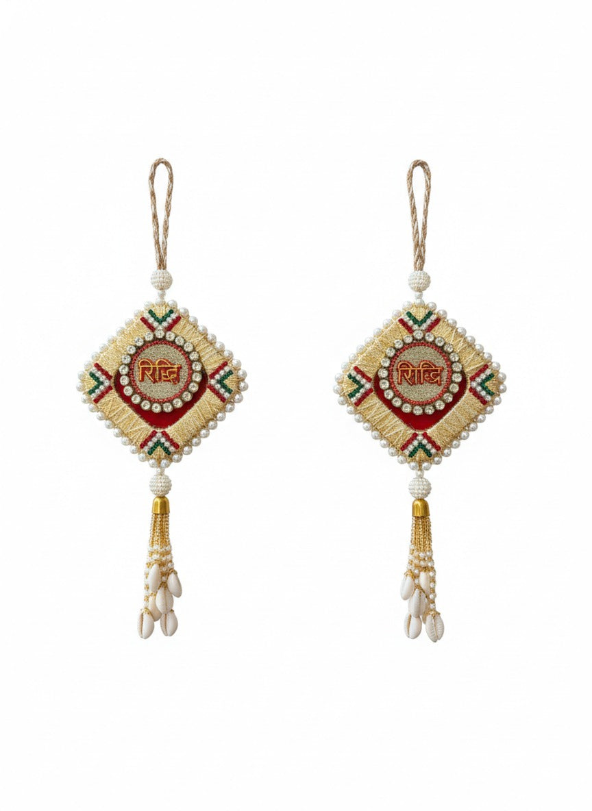 Handcrafted Riddhi Siddhi Door Hanging Toran (Set of 2)