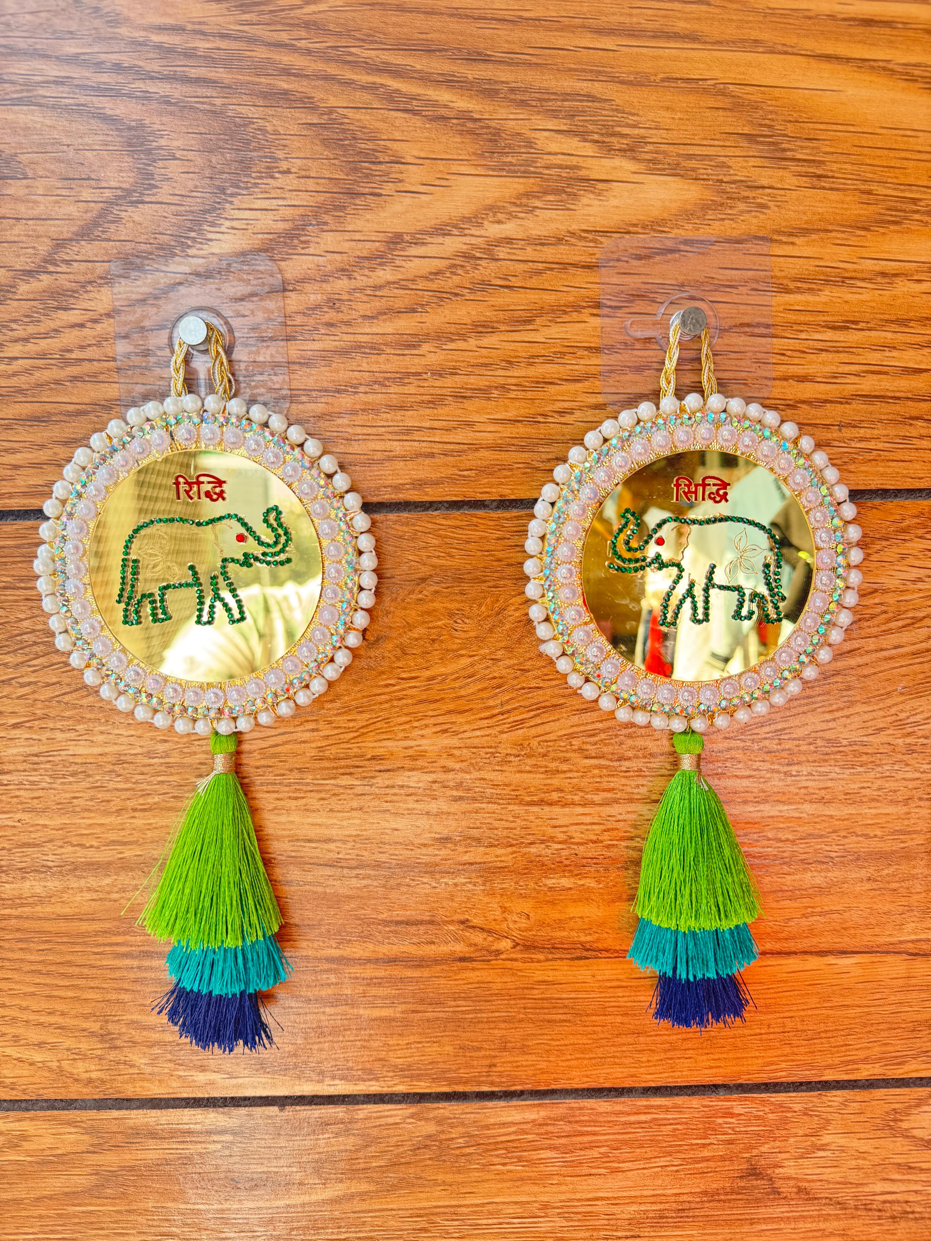 Elephant (Hathi) Ridhi Sidhi Door Hanging 4.5” x 7.5” (Set of 2)