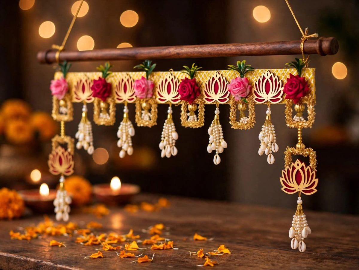 Handmade Lotus Toran - Handmade Lotus Toran for Main Door Entrance