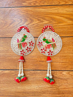 Shubh Labh Parrot Door Hanging Latkan | Circular Traditional (Set of 2)