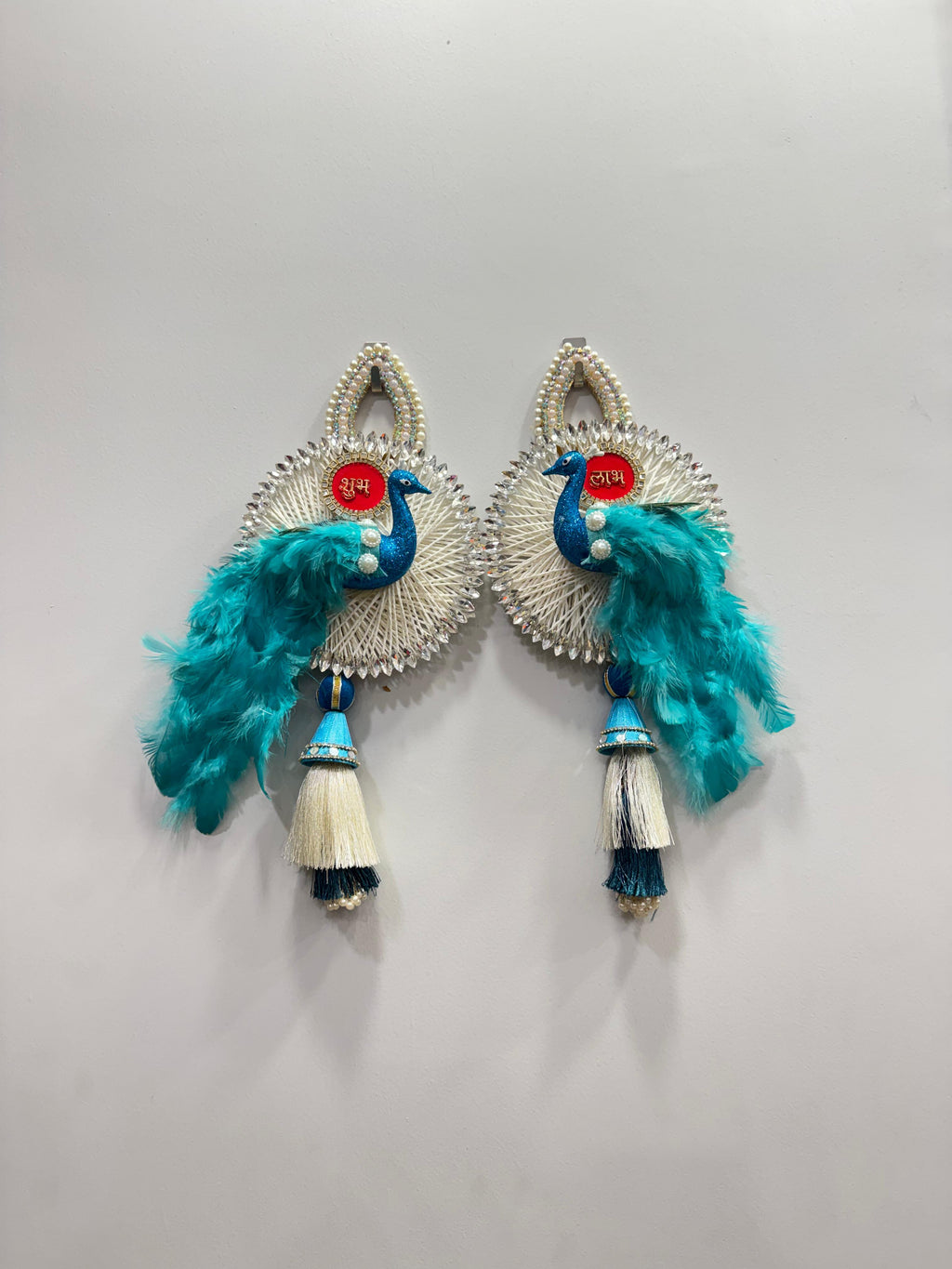 Peacock Shubh Labh Door Hanging (Set of 2)