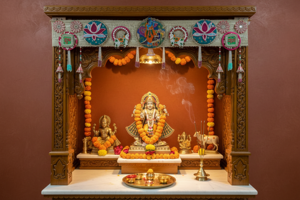 Shubh Labh Bandhanwar With Lotus For Mandir/Festivals (42 Inch)